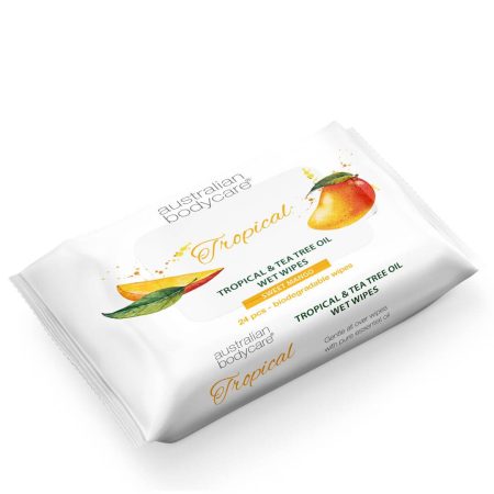 Våtservetter med mango & tea tree oil 24 st. för sminkborttagning - För daglig rengöring av kropp och ansikte - 6 st. - 299